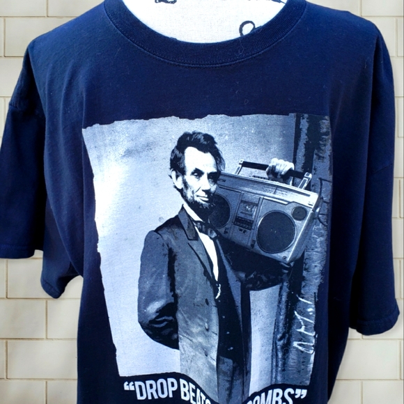 Mens Abe Lincoln & boombox black tee - Picture 6 of 7